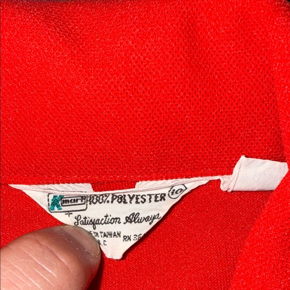 Vibrant Red Casual Button Down Shirt 60s 70s small - Picture 3 of 7